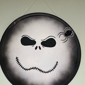 Homemade Jack Skeleton face Black and Gray Halloween Wall Decor